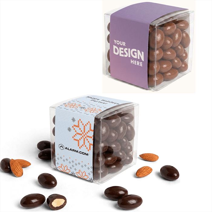 CC6004 Chocolate Covered Almond Cube With Full Color Wrap Imprint